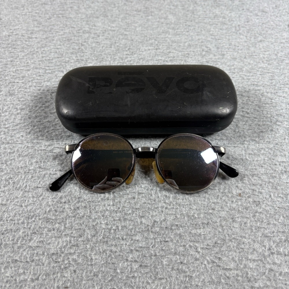 VTG Revo 960 011 Round Sunglasses Metal Frame Japan Brown Mirror Lens w Case